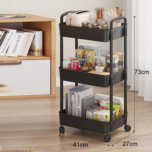 Slim 3 Tier Storage Trolley Cart On Wheels For Narrow Spaces Kitchen Bathroom Office Arvello Living